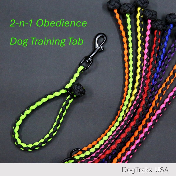 Dog Training Tab Leash, 14'' Obedience Training Tab / Short Leash / Paracord Dog Leash / Dog Training Pull Tab / DogTrakx USA