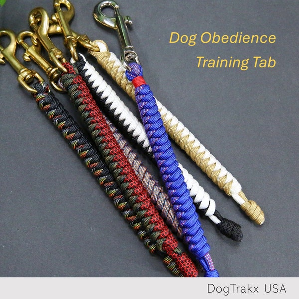 9’’ Dog Training Tab Leash / 2.5 inch Solid Brass Bolt Snap  / Obedience Training House Tab / Short Leash / Paracord Dog Leash / DogTrakx