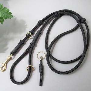 Black Slip Leash w-Clip ~ Converts to 7 ft Standard Leash / Slip Collar and Dog Leash all in one / Slip Lead for Dogs / DogTrakx USA