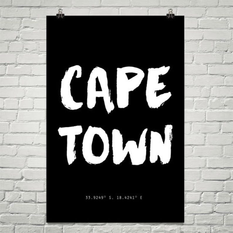 Cape Town Poster Cape Town Coordinates typography poster ...