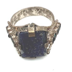 Vintage Afghan Lapis Lazuli Silver Ring - Ethnic Tribal Kuchi Jewelry for Women