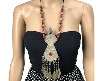 Vintage Kuchi Necklace: Afghan Tribal Boho Statement Jewelry