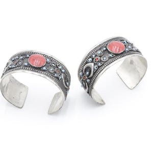 Kuchi Adjustable Cuff Bracelet Set: Afghan Aqeeq Statement Bohemian Jewelry