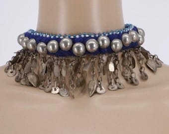 Vintage Afghan Kuchi Choker Necklace - Ethnic Bedouin Rajasthani Tribal Jewelry
