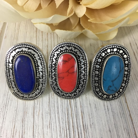 Vintage Afghan Turquoise Ethnic Ring - Handmade B… - image 3