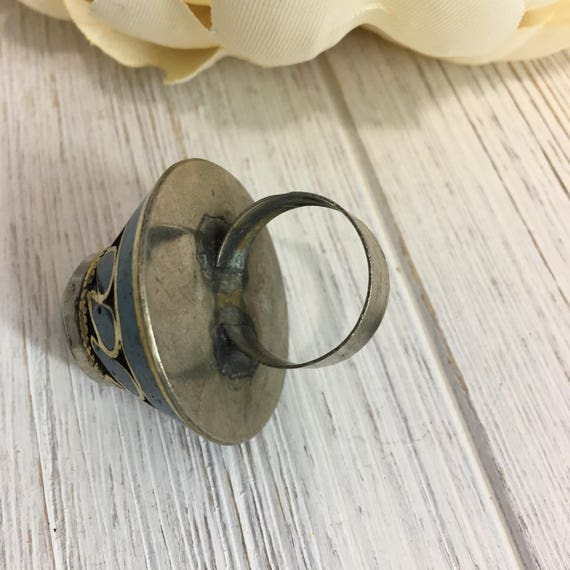 Oversized Afghan Stone Ring: Ethnic Tribal Boho S… - image 5