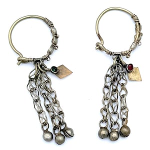 Vintage Afghan Kuchi Hoop Earrings: Tribal Boho Jewelry