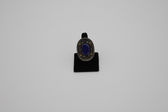 Vintage Afghan Lapis Lazuli Statement Ring - Adju… - image 6