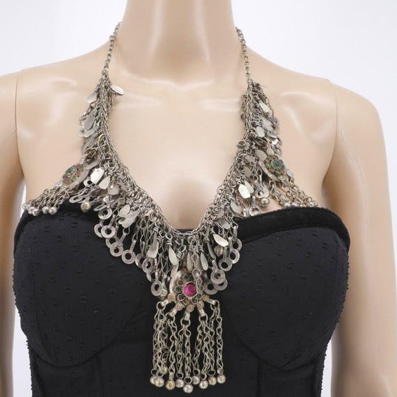 ヴィンテージアフガンクチチョーカー：Aqeeqストーン付きボヘミアン