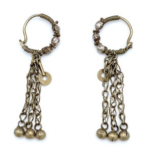Vintage Afghan Kuchi Hoop Earrings: Tribal Boho Jewelry