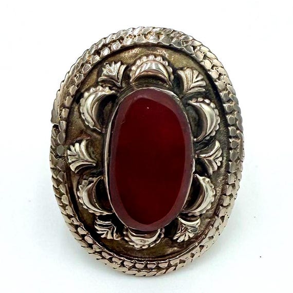 Oversized Afghan Tribal Ring: Kuchi Silver Boho Jewelry