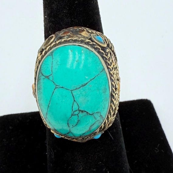 Oversized Vintage Afghan Tribal Rings - Ethnic Kuchi Silver Jewelry for Women - Boho Statement Pieces View 4