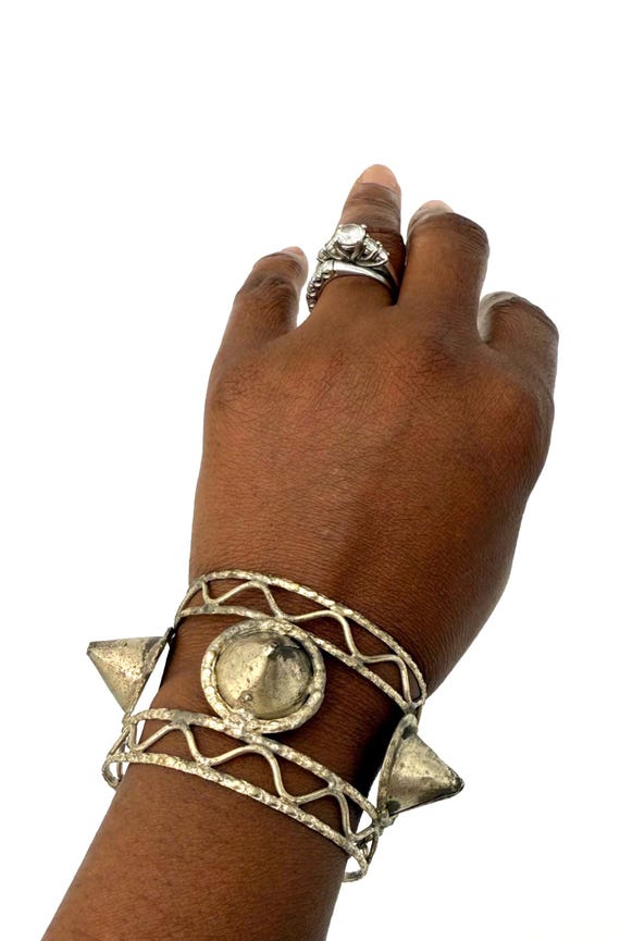 Kuchi Adjustable Statement Cuff: Afghan Aqeeq Boh… - image 10