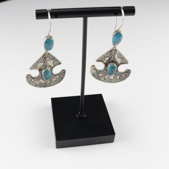 Vintage Afghan Stone Earrings - Boho Ethnic State… - image 6