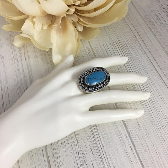 Vintage Afghan Turquoise Ethnic Ring - Handmade B… - image 5