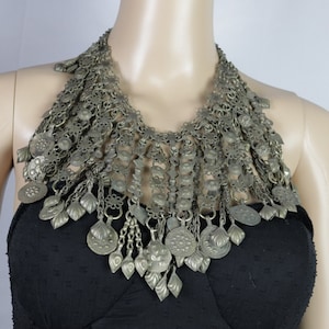 Vintage Afghan Kuchi Tribal Necklace - Handcrafted Ethnic Boho Choker with Pendants