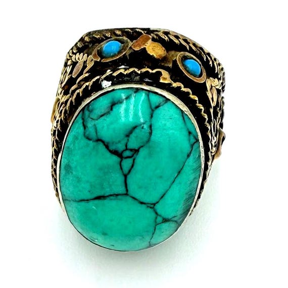 Oversized Vintage Afghan Tribal Rings - Ethnic Kuchi Silver Jewelry for Women - Boho Statement Pieces