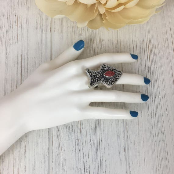Vintage Afghan Kuchi Ring: Blue Stone Ethnic Trib… - image 6