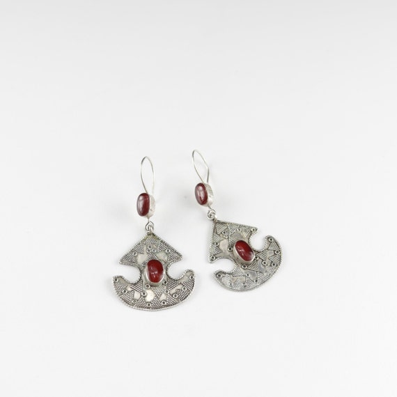 Vintage Afghan Stone Earrings - Boho Ethnic State… - image 8