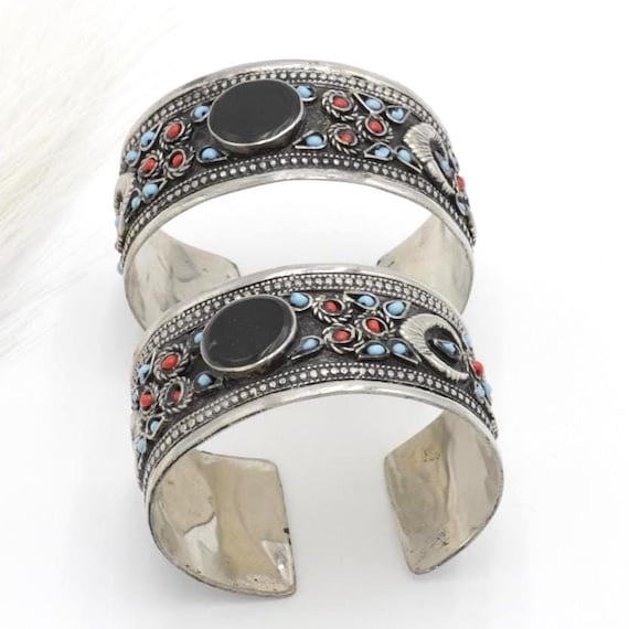 Kuchi Adjustable Cuff Bracelet Set: Afghan Aqeeq … - image 6