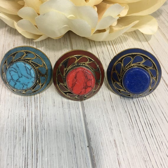 Oversized Afghan Stone Ring: Ethnic Tribal Boho S… - image 6