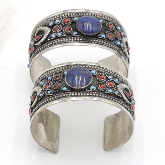 Kuchi Adjustable Cuff Bracelet Set: Afghan Aqeeq … - image 5