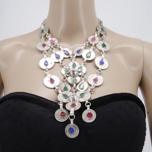 Vintage Afghan Layered Coin Necklace - Ethnic Balochi Hazara Kuchi Jewelry for Belly Dance & Boho Style