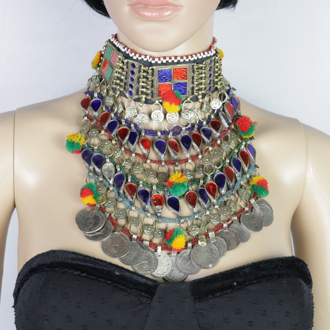 ハンドメイドのアフガン民族ネックレス - ベリーダンスのための