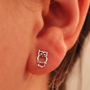 Sterling Silver Owl Earrings