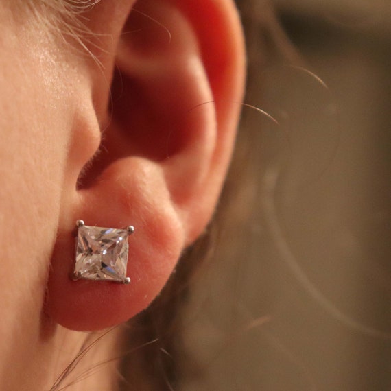 7mm square earrings discount