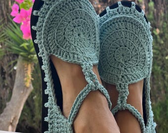 Crochet Espadrilles Handmade Ballet Flats  Shoes Breathable Summer Flats Boho Cotton Shoe