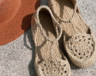 Hand-Crocheted Cotton Espadrilles: Breathable Summer Ballet Flats, Boho Style (Made in Spain)