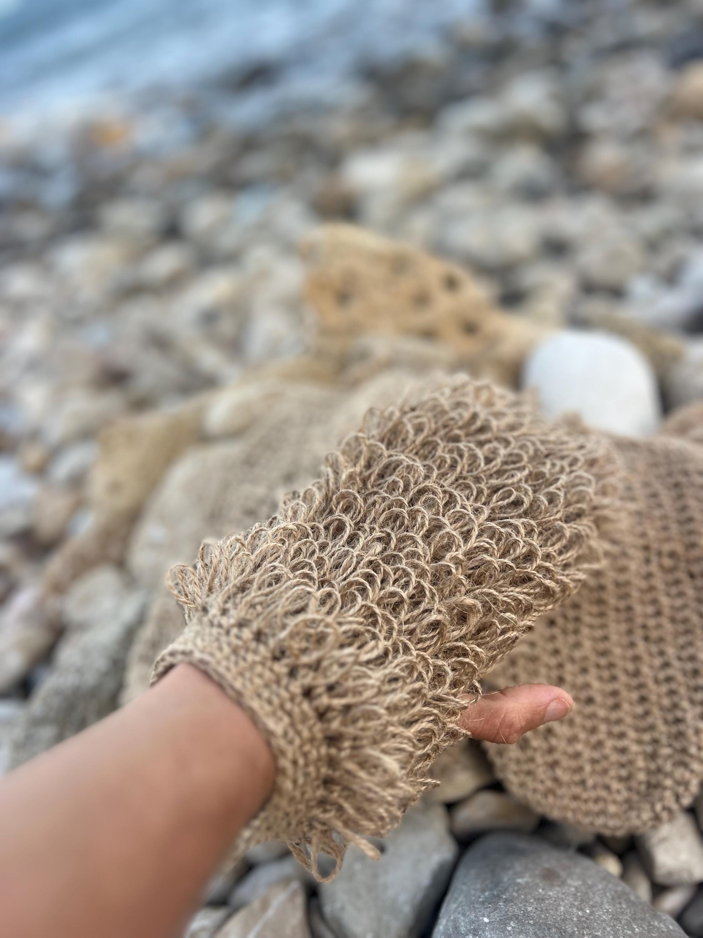 Natural Hemp and Linen Spa Set - Face Sponges (4 pcs.), Scrub Glove - Handmade Skincare, Eco-Friendly and Plastic-Free.