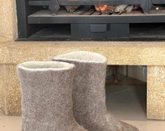 Natural Warm Valenki • Valenki Home Boots • Felted Wool shoes • Pure Wool • Handmade Winter Slippers