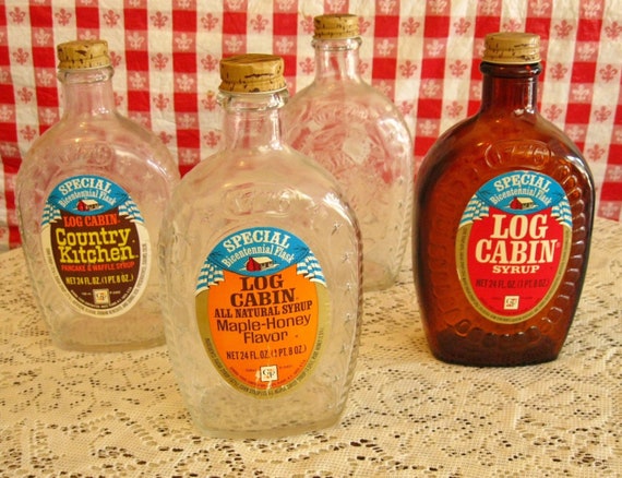 Set Of 4 Bicentennial 1976 Log Cabin Syrup Bottles Eagle Etsy