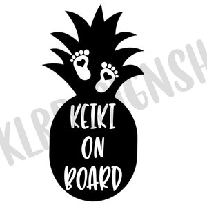 Keiki On Board Pineapple Custom Vinyl Decal Sticker Flask Water Bottle Laptop