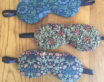Máscara para dormir de tela estampada de William Morris: máscara de ojos acolchada de algodón con diseño floral