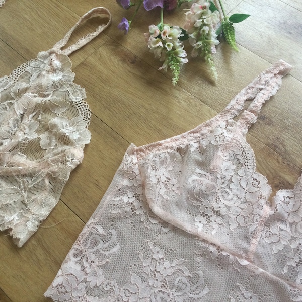 AAA cup bralette vest, soft bralette, pale pink  short camisole