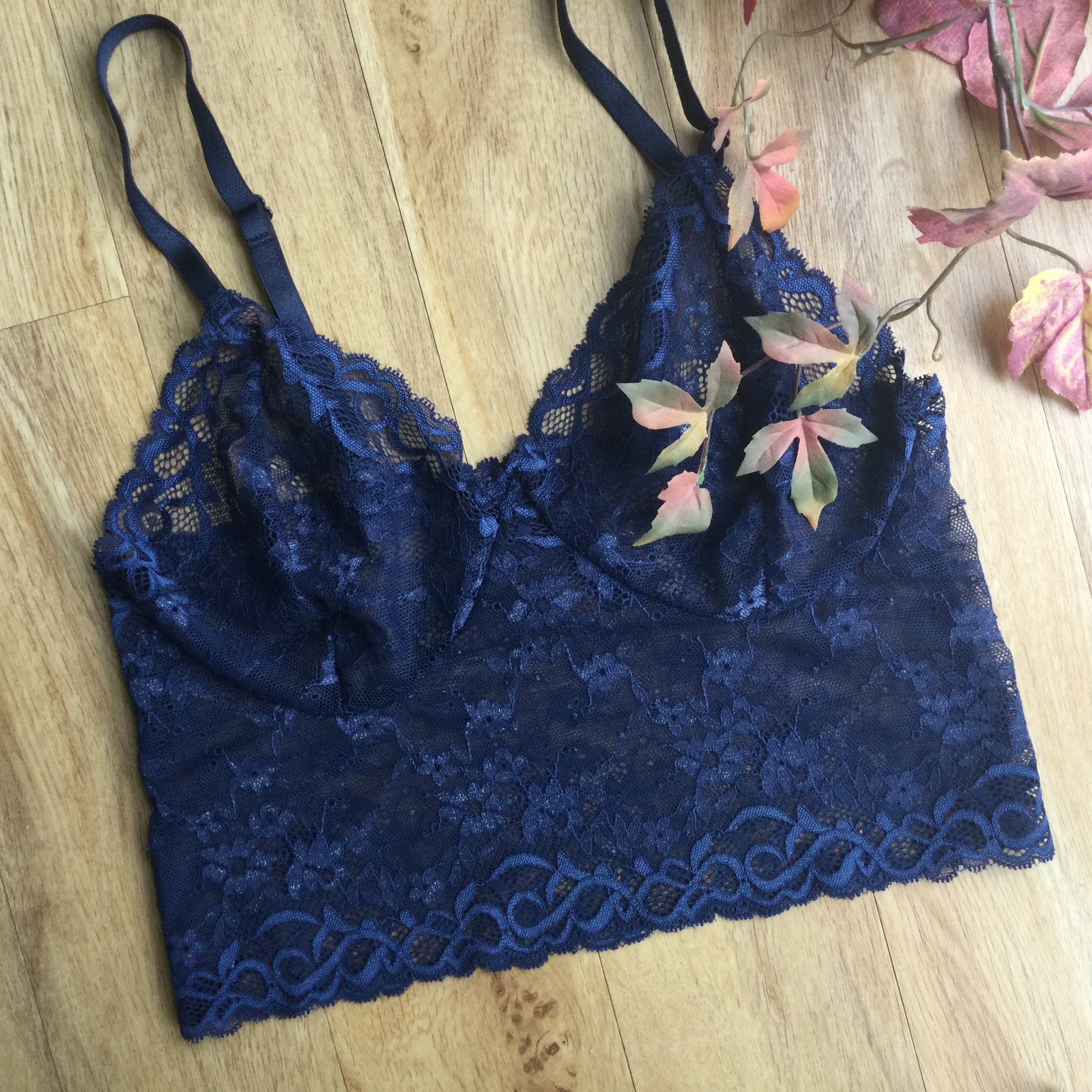 Lace Bralette shimmering Midnight Blue Sexy Comfortable - Etsy UK