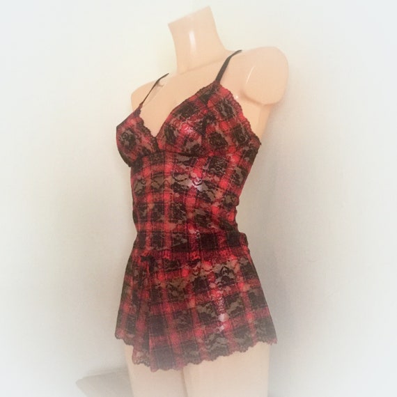 Tartan French Knickers and Cropped Camisole Bralette Set in Red and Black  Buffalo Plaid Laceby Fidditch -  Canada