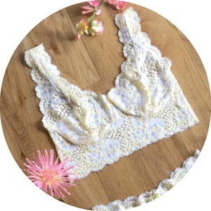 retro style bralette, two tone colour, balconette bra crop top , custom made by FidditchDesigns.