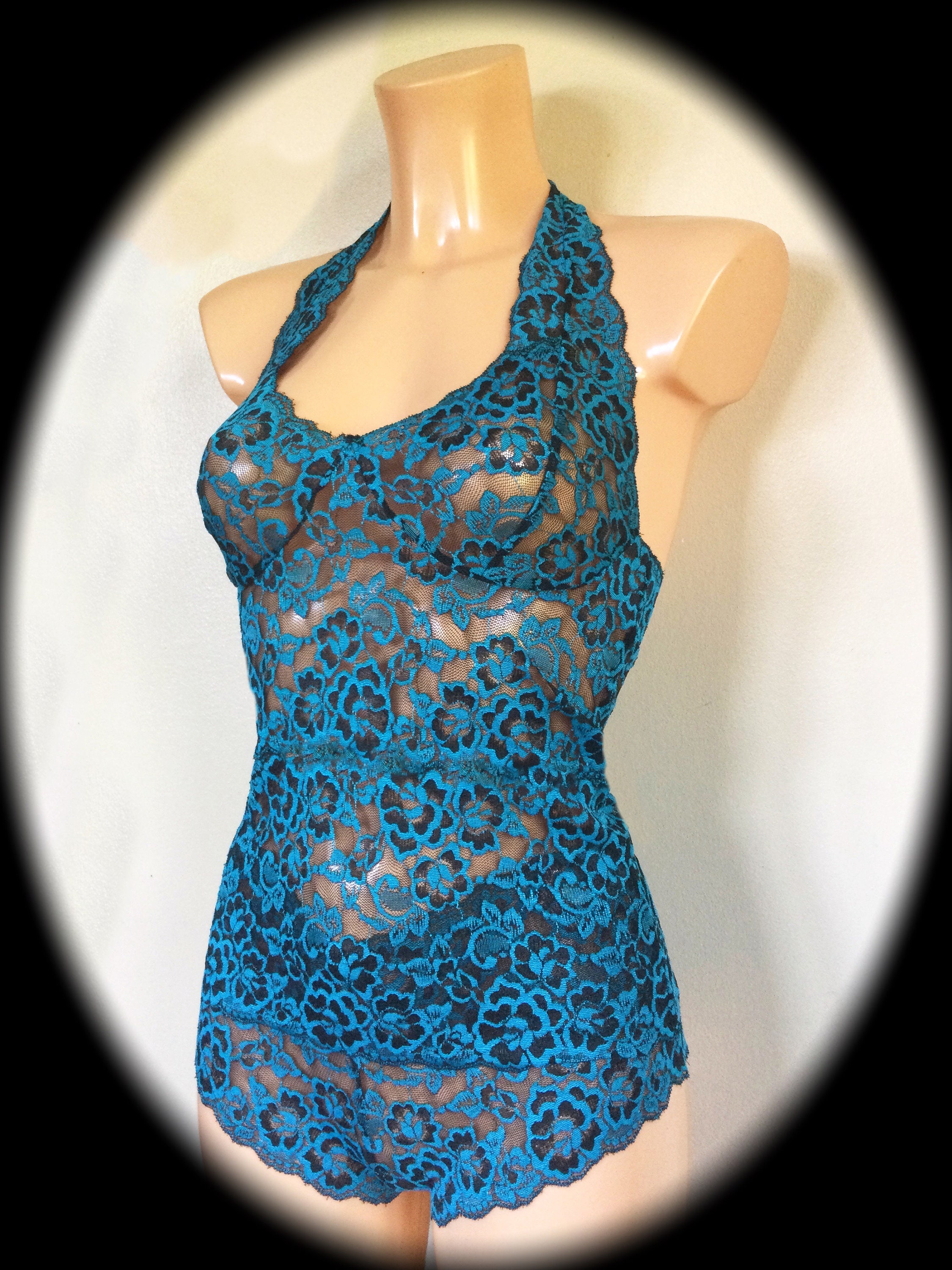 Halter Balconette Camisole in Silky Stretch Lace by Fidditch - Etsy UK