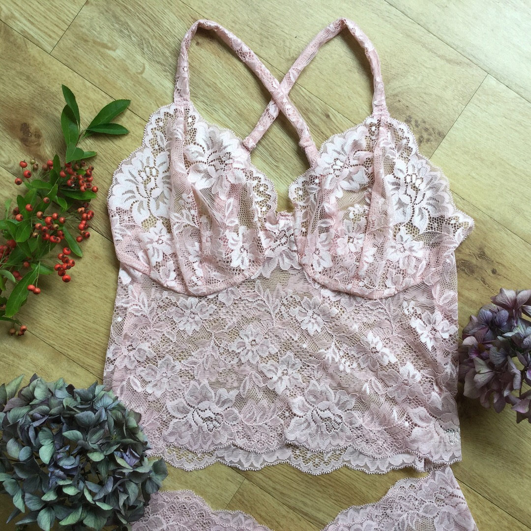 Racerback Bralette in Vintage Pastel Pink With Matching French | Etsy UK