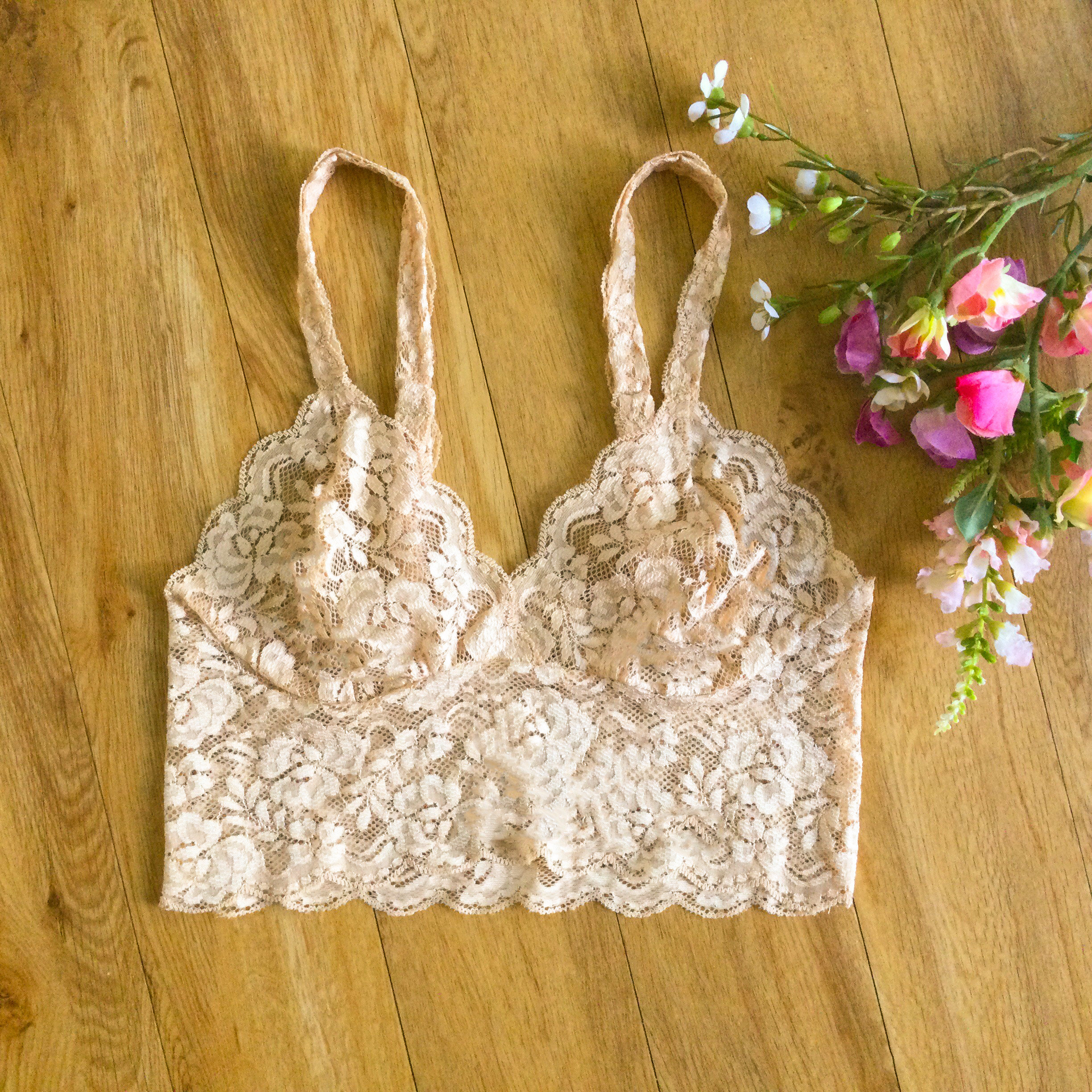 Honey Cream Floral Lace Bralette . Soft Lace Lingerie by Fidditchdesigns -   Canada