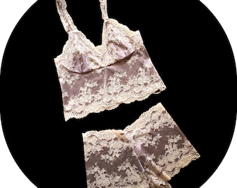 Lencería Peach and Brown, bralette con tirantes y braguita brasileña, conjunto de ropa interior