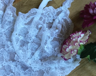 Delicate bridal white  floral lace  bralette and French knicker set