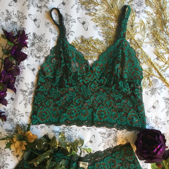 Emerald Green Roses , Orange or Lime ,classic Lace Bralette