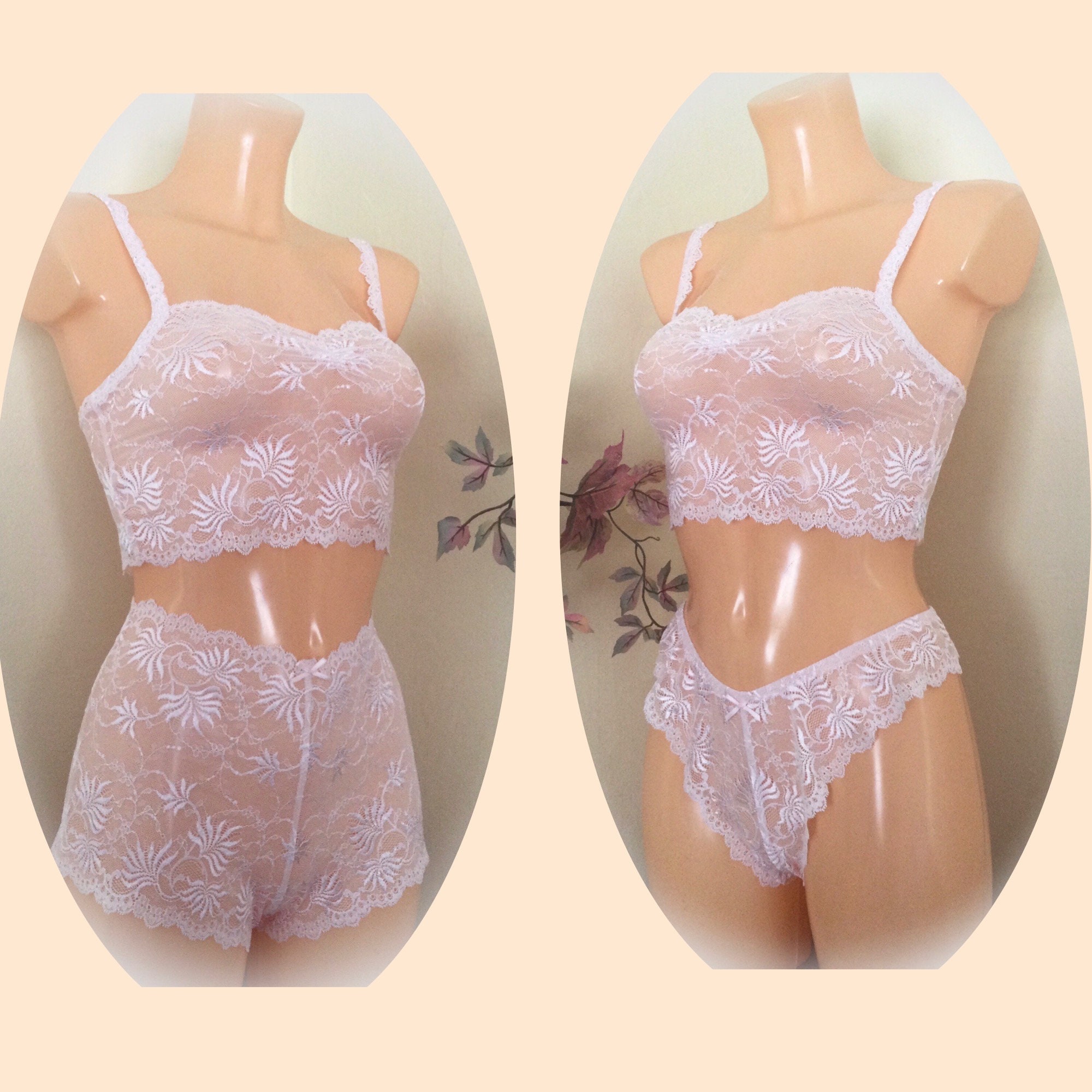 AA Cup Bralette Vest, No Cup Bra Set, Choice of Thong or Shortie Sultry  Underwear Set. -  Norway