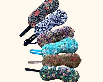 Máscara de ojos acolchada con estampado floral Morris, máscara para dormir con flores para los amantes de los jardines.