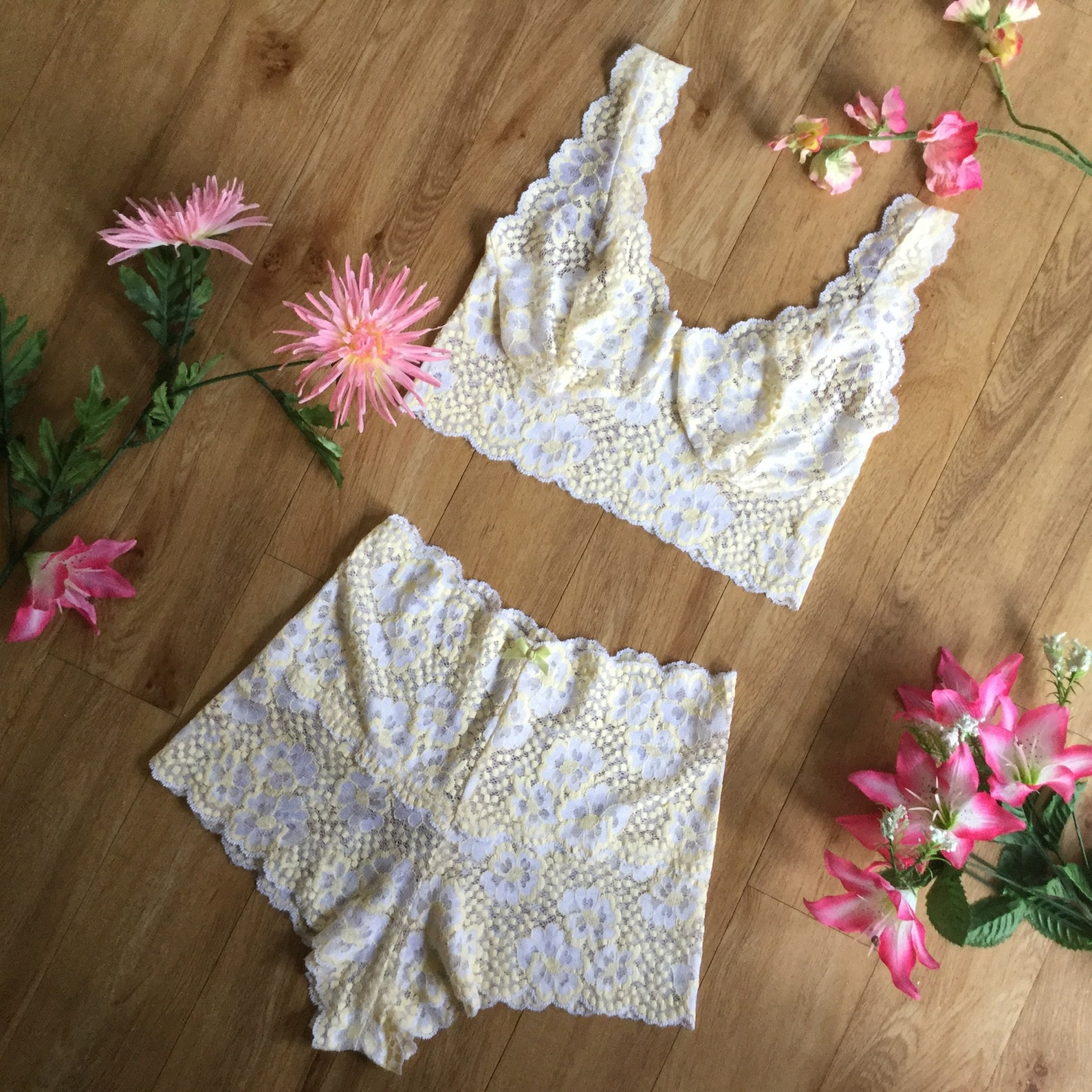 Pretty Pastel Underwear Lemon Yellow Lingerie Set High Etsy